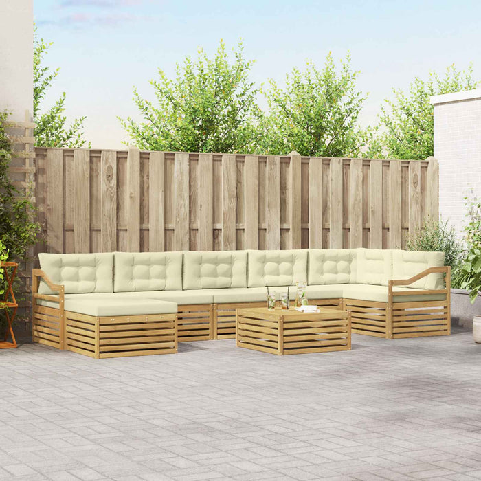 Set de canapele de exterior 8 pcs Alb și crem Poliester WALTI