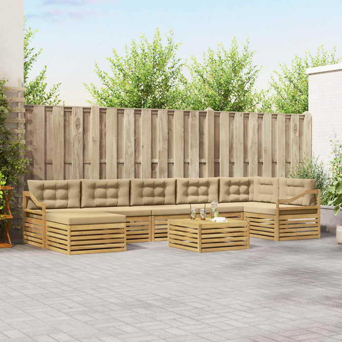 Set de canapele de exterior cu pernă 8 pcs Alb și Bej WALTI