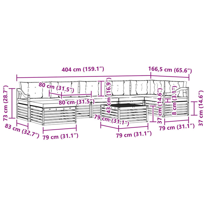 Set de canapele de exterior cu pernă 8 pcs Alb și Bej WALTI