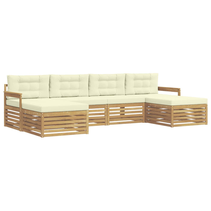 Seturi de canapele 6 pcs Alb și crem Lemn Solid de Acacia - WALTI WALTI