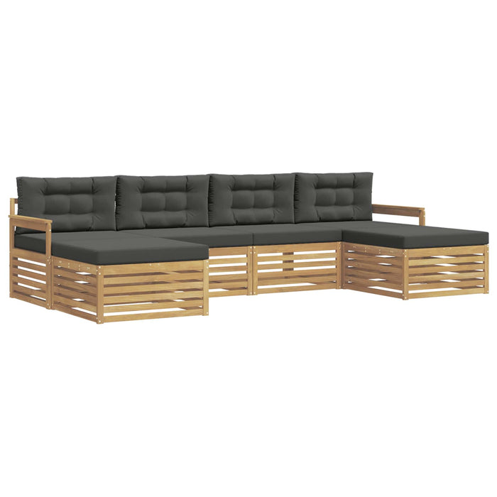Seturi de canapele 6 pcs Alb și antracit Lemn Solid de Acacia WALTI