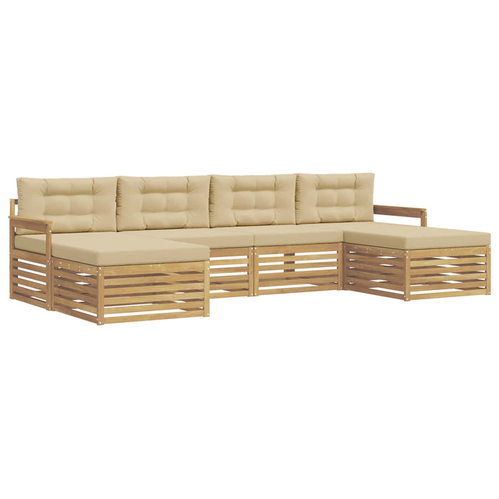 Seturi de canapele 6 pcs Alb și Bej Lemn Solid de Acacia - WALTI WALTI