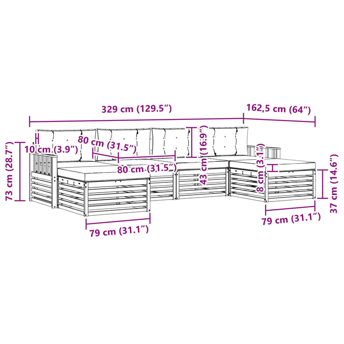 Seturi de canapele 6 pcs Alb și antracit Lemn Solid de Acacia WALTI