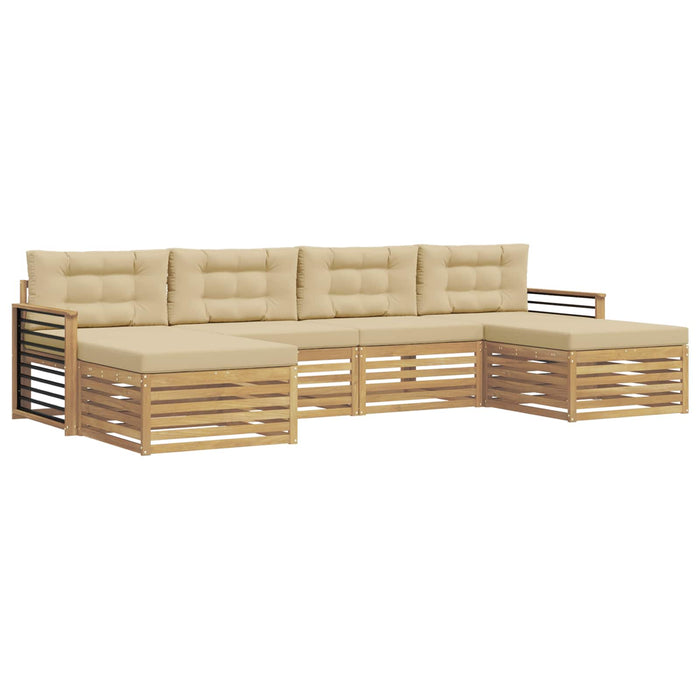 Seturi de canapele 6 pcs Alb și Bej Lemn Solid de Acacia - WALTI WALTI