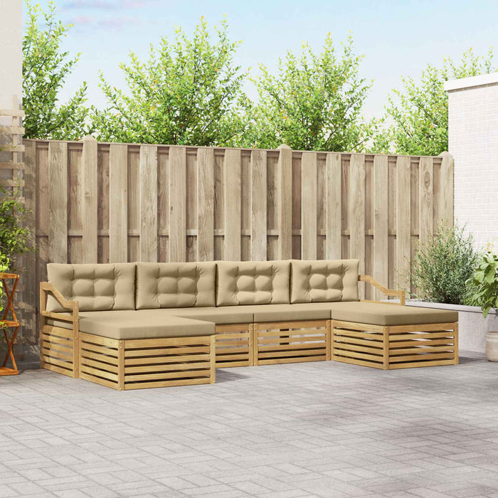 Set de canapele de exterior 6 pcs Alb și Bej WALTI