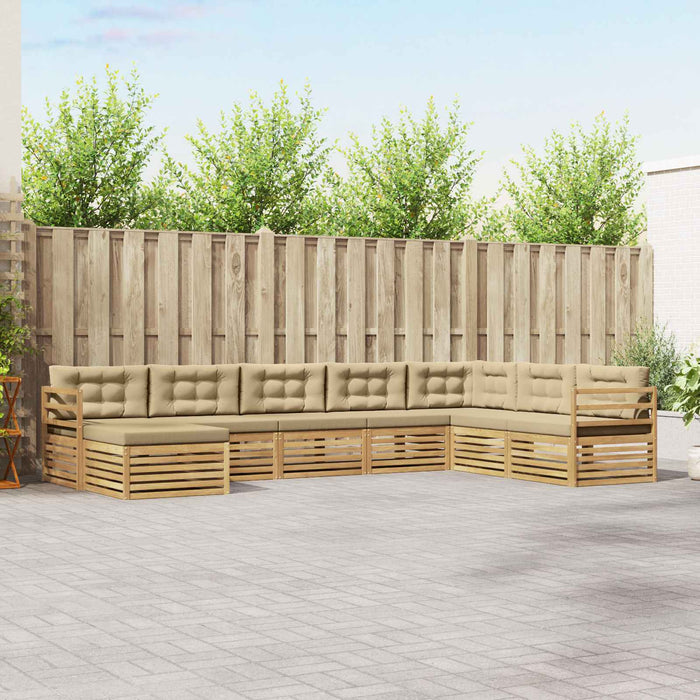 Set de canapele de exterior cu pernă 8 pcs Alb și Bej Poliester WALTI