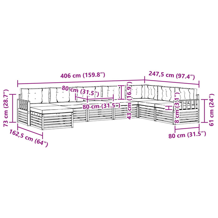Set de canapele de exterior cu pernă 8 pcs Alb și crem WALTI