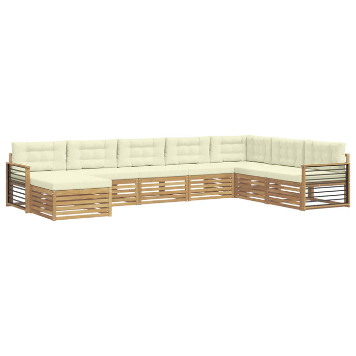 Set de canapele de exterior cu pernă 8 pcs Alb și crem WALTI
