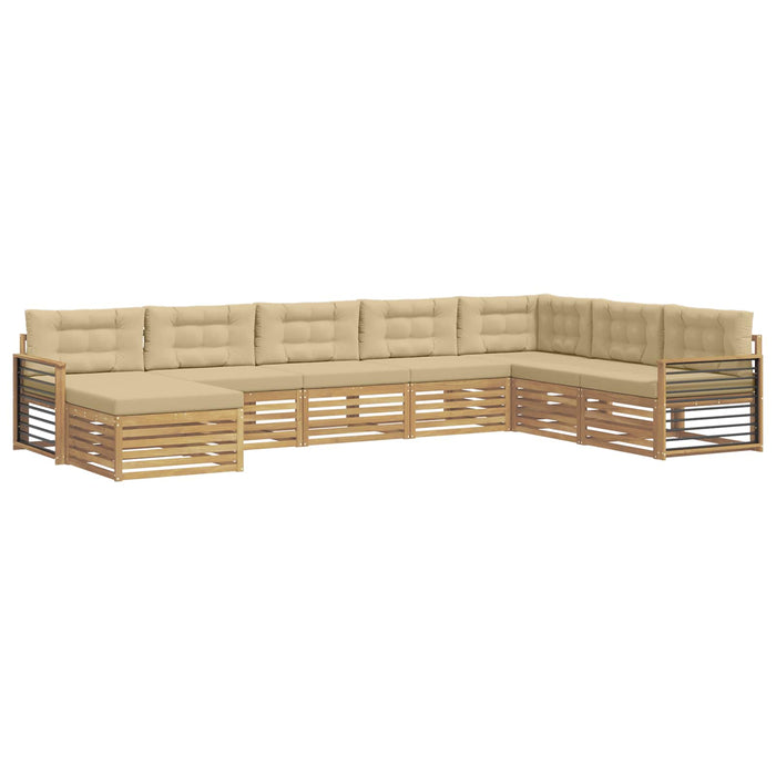 Set de canapele de exterior cu pernă 8 pcs Alb și Bej WALTI