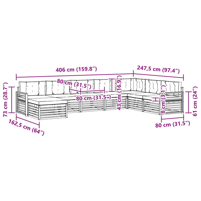 Set de canapele de exterior cu pernă 8 pcs Alb și Bej WALTI