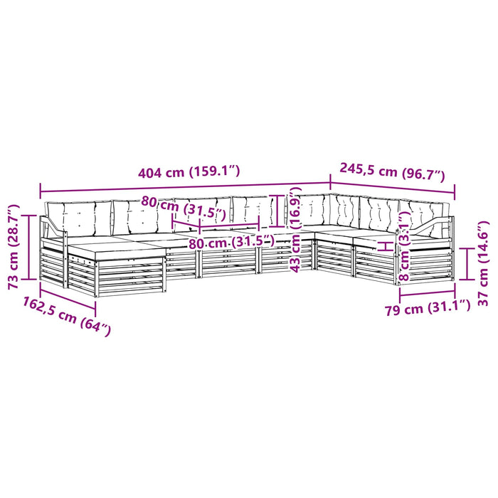 Set de canapele de exterior 8 pcs Alb și crem Poliester WALTI