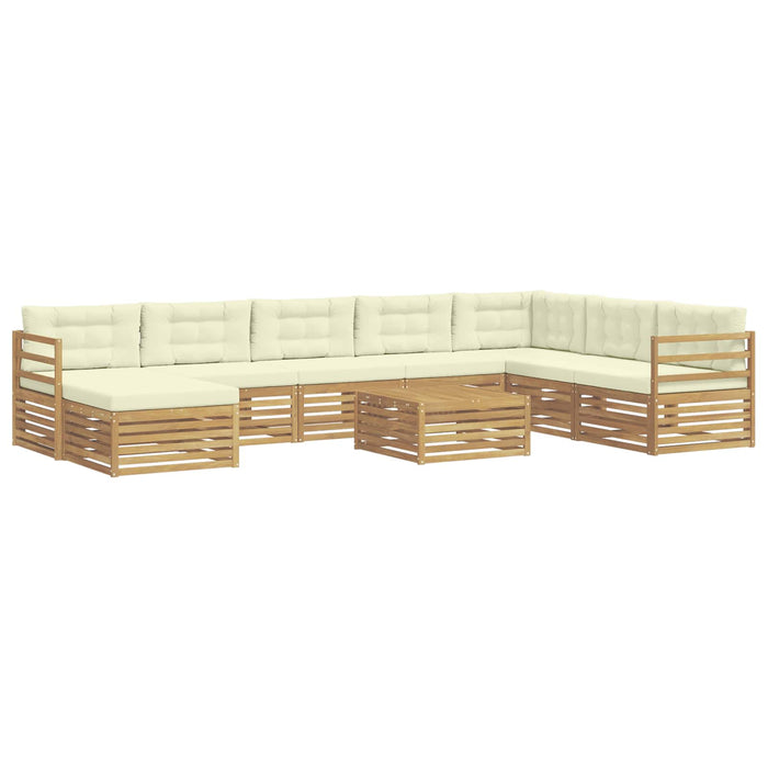 Set de canapele de exterior 9 pcs Alb și crem Poliester WALTI