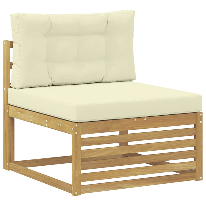 Set de canapele de exterior 9 pcs Alb și crem Poliester WALTI