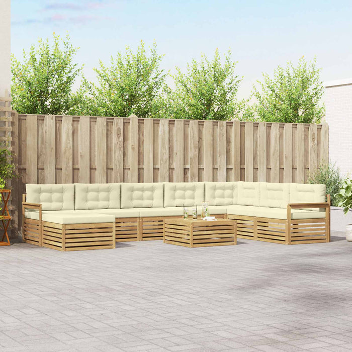 Set de canapele de exterior cu pernă 9 pcs Alb și crem WALTI