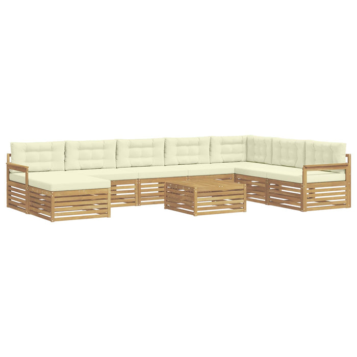 Set de canapele de exterior cu pernă 9 pcs Alb și crem WALTI