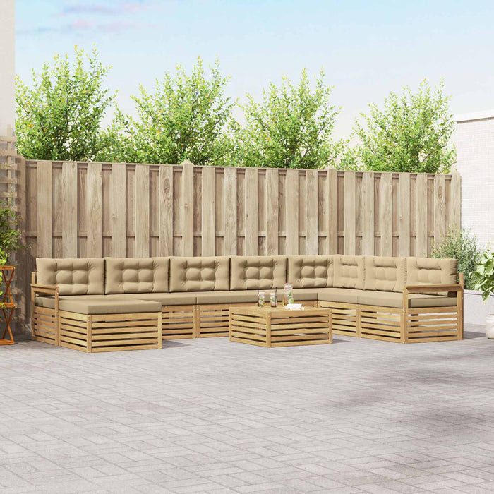 Set de canapele de exterior cu pernă 9 pcs Alb și Bej WALTI
