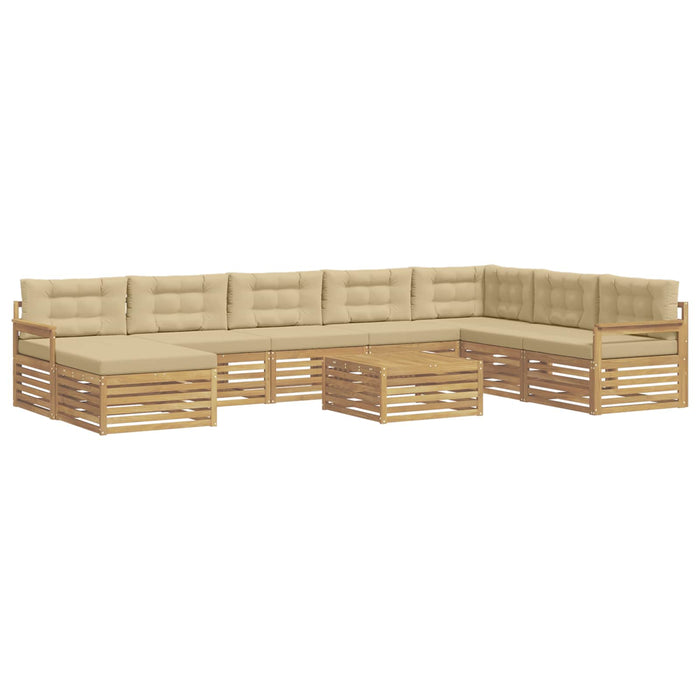 Set de canapele de exterior cu pernă 9 pcs Alb și Bej WALTI