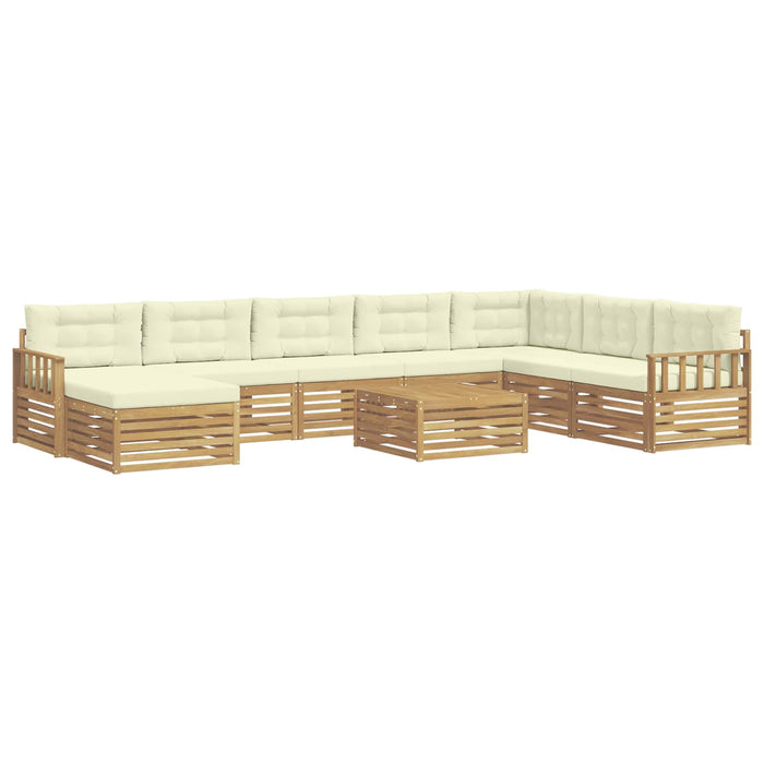 Set de canapele de exterior cu pernă 9 pcs Alb și crem WALTI