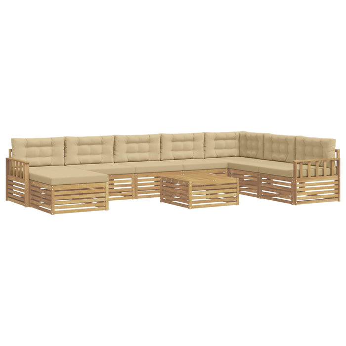 Set de canapele de exterior cu pernă 9 pcs Alb și Bej WALTI