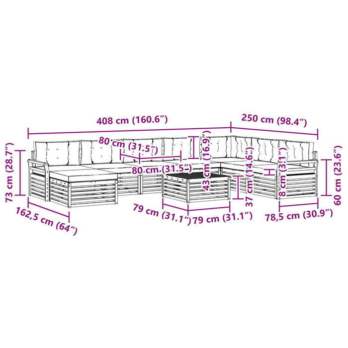 Set de canapele de exterior 9 pcs Alb și antracit WALTI