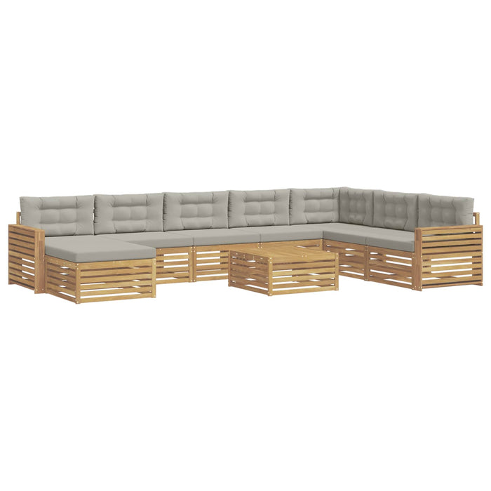 Set de canapele de exterior 9 pcs Alb și gri deschis WALTI