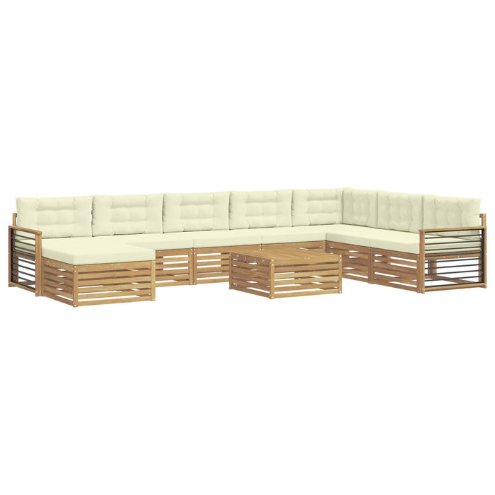 Set de canapele de exterior cu pernă 9 pcs Alb și crem WALTI
