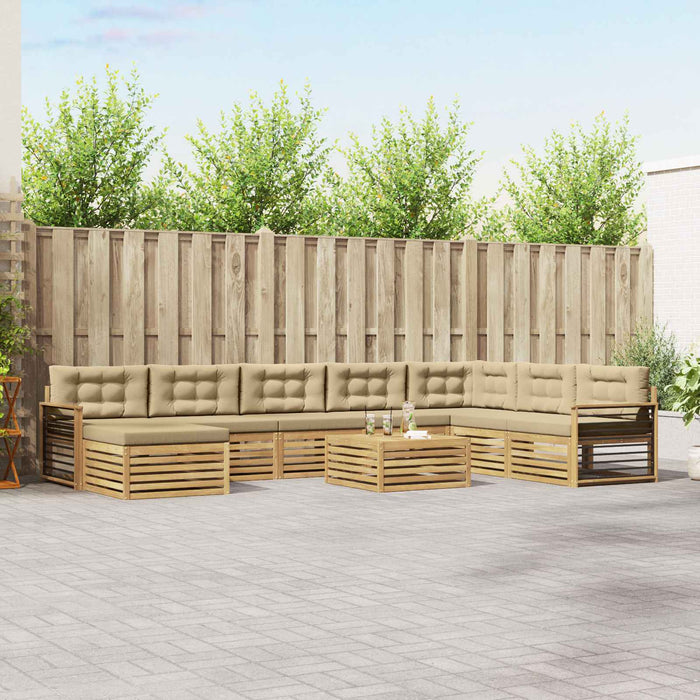 Set de canapele de exterior cu pernă 9 pcs Alb și Bej WALTI