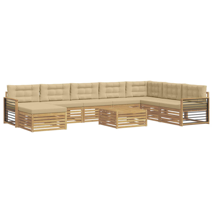 Set de canapele de exterior cu pernă 9 pcs Alb și Bej WALTI