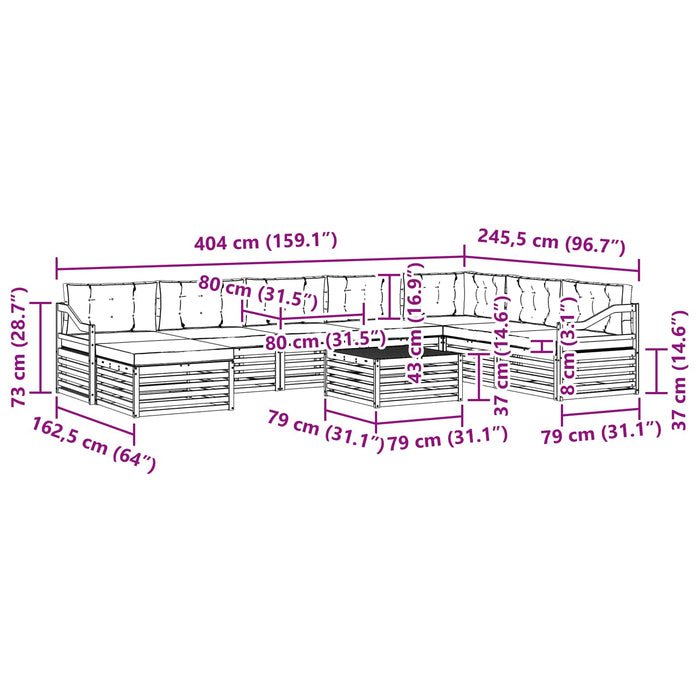 Set de canapele de exterior 9 pcs Alb și antracit Poliester WALTI