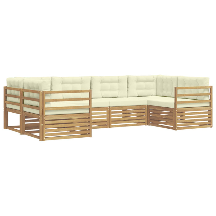 Set de canapele de exterior 6 pcs Alb și crem Poliester WALTI