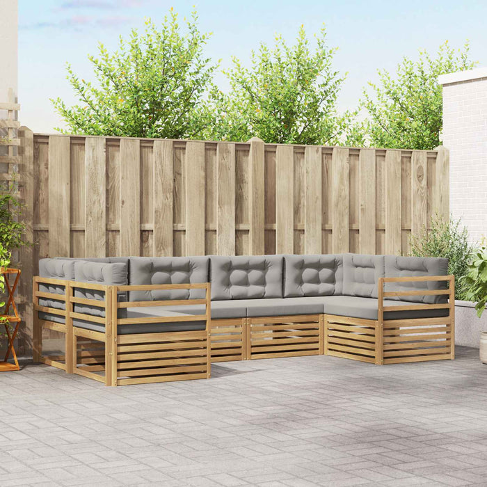 Set de canapele de exterior 6 pcs Alb și gri deschis Poliester WALTI