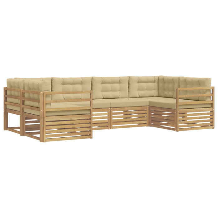Set de canapele de exterior cu pernă 6 pcs Alb și Bej Poliester WALTI