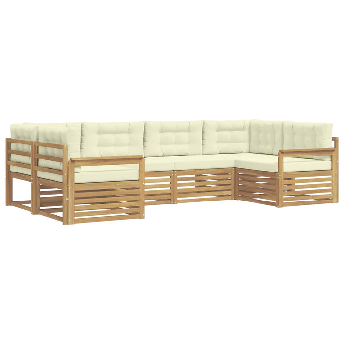 Set de canapele de exterior cu pernă 6 pcs Alb și crem WALTI