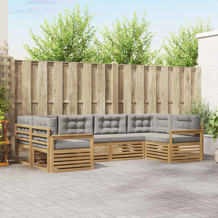 Set de canapele de exterior cu pernă 6 pcs Alb și gri deschis WALTI