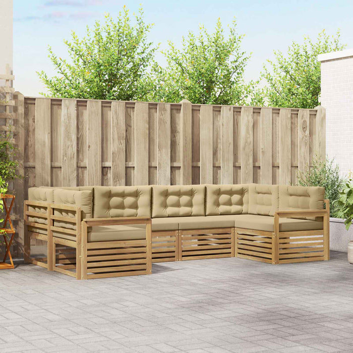 Set de canapele de exterior cu pernă 6 pcs Alb și Bej WALTI
