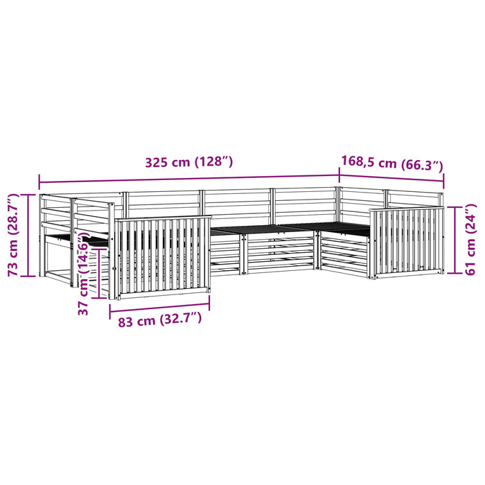 Set de canapele de exterior 6 pcs Alb Lemn Solid de Acacia WALTI
