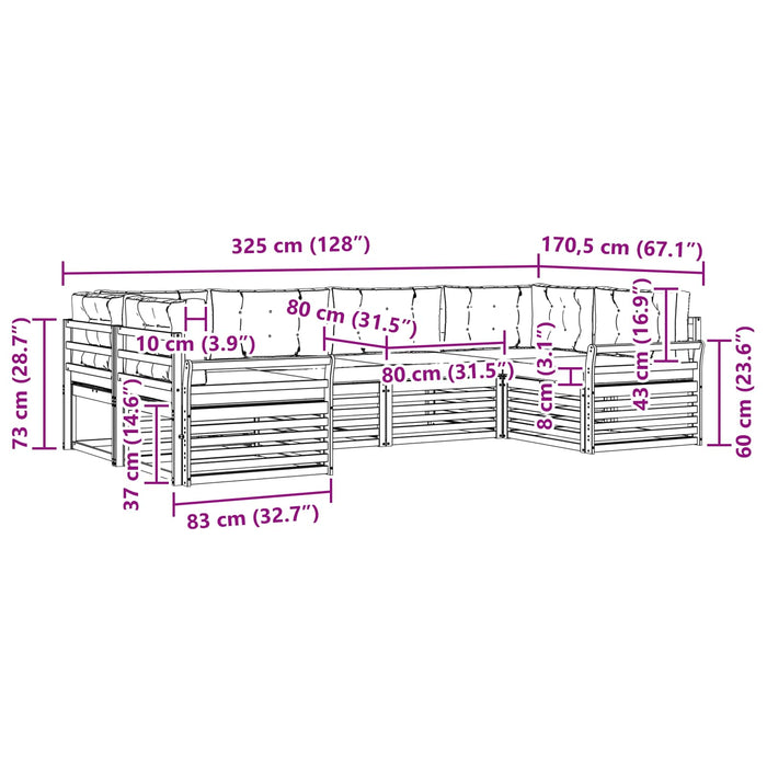 Set de canapele de exterior 6 pcs Alb și gri deschis WALTI