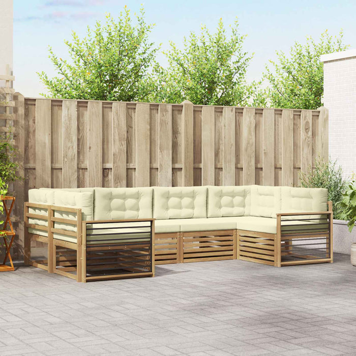 Set de canapele de exterior cu pernă 6 pcs Alb și crem WALTI
