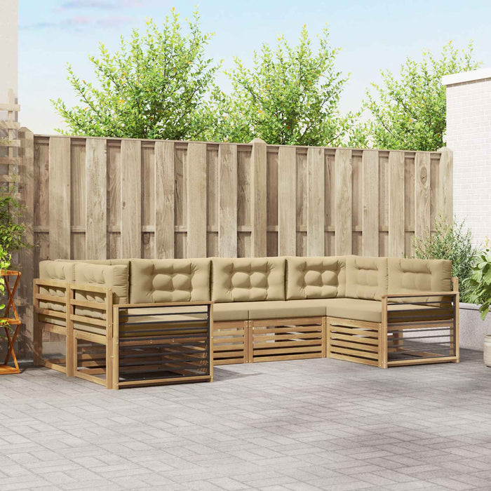 Set de canapele de exterior cu pernă 6 pcs Alb și Bej WALTI