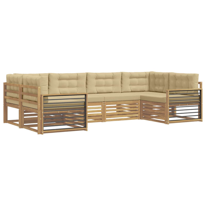 Set de canapele de exterior cu pernă 6 pcs Alb și Bej WALTI