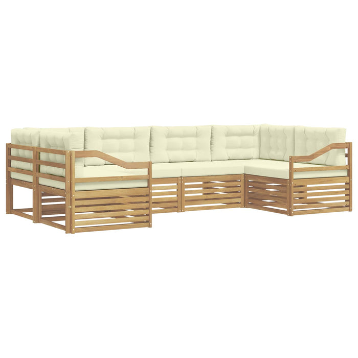 Set de canapele de exterior 6 pcs Alb și crem Poliester WALTI