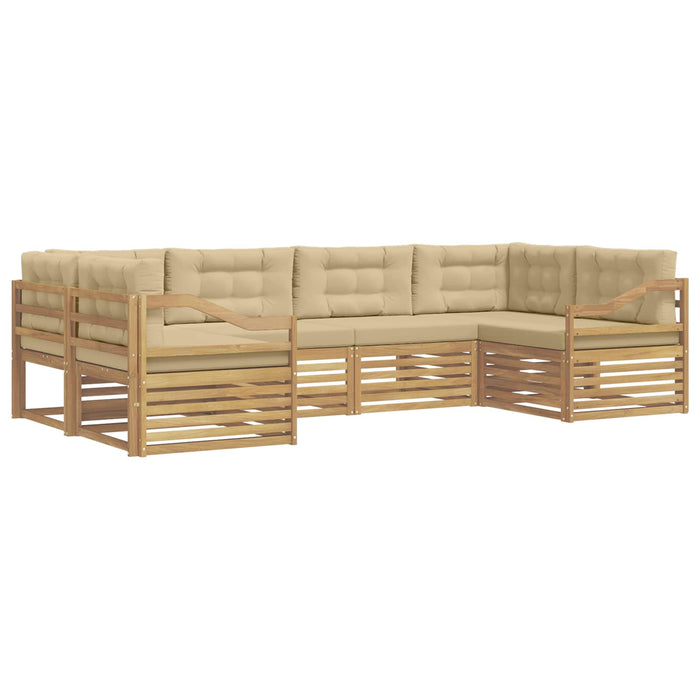 Set de canapele de exterior cu pernă 6 pcs Alb și Bej Poliester WALTI