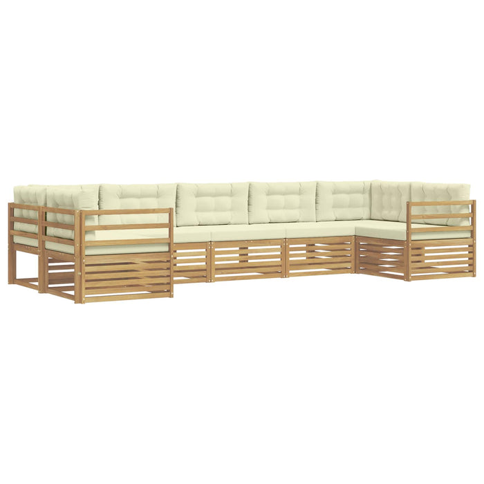 Set de canapele de exterior 7 pcs Alb și crem Poliester WALTI