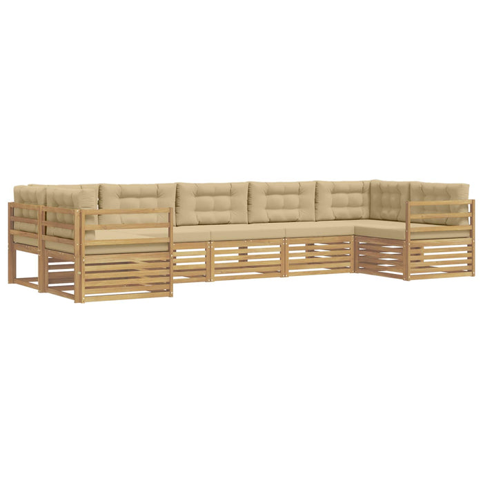 Set de canapele de exterior cu pernă 7 pcs Alb și Bej Poliester WALTI
