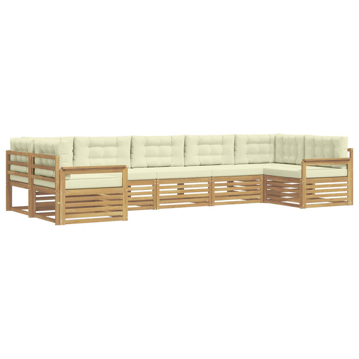 Set de canapele de exterior cu pernă 7 pcs Alb și crem WALTI