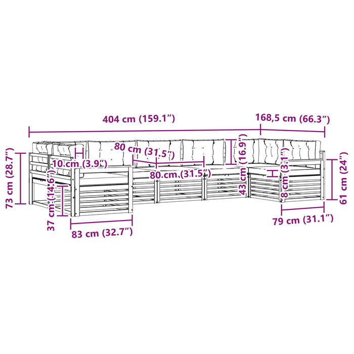 Set de canapele de exterior cu pernă 7 pcs Alb și antracit WALTI