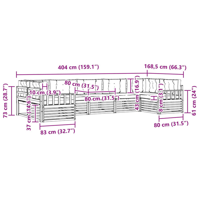 Set de canapele de exterior cu pernă 7 pcs Alb și Bej WALTI