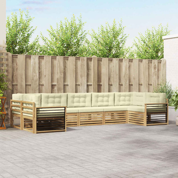 Set de canapele de exterior cu pernă 7 pcs Alb și crem WALTI