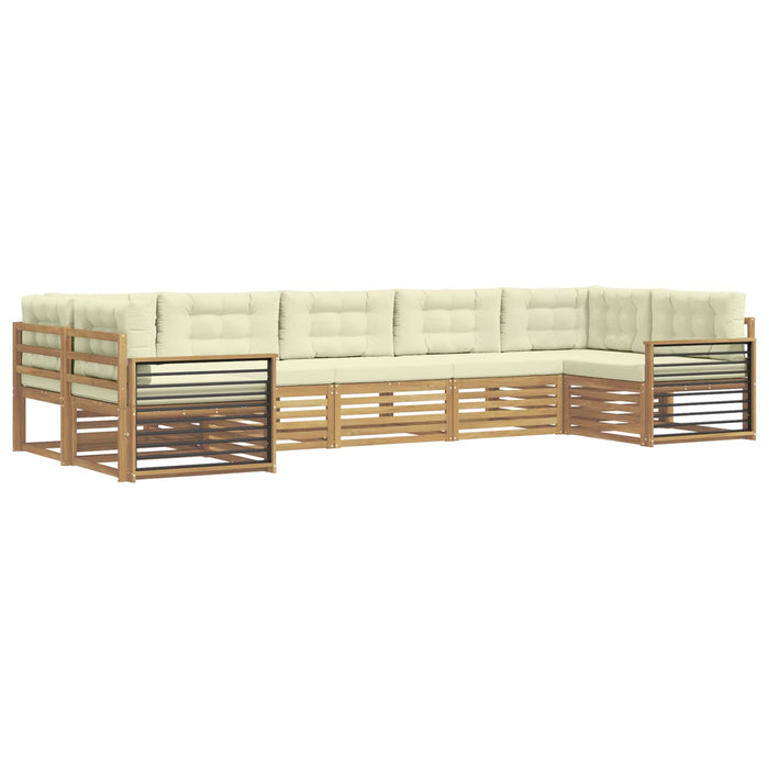 Set de canapele de exterior cu pernă 7 pcs Alb și crem WALTI