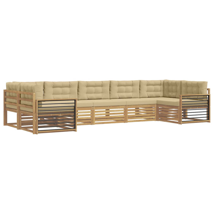 Set de canapele de exterior cu pernă 7 pcs Alb și Bej WALTI